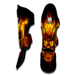 Three Flaming Skull Print Muay Thai Shin Guard