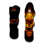 Three Flaming Skull Print Muay Thai Shin Guard