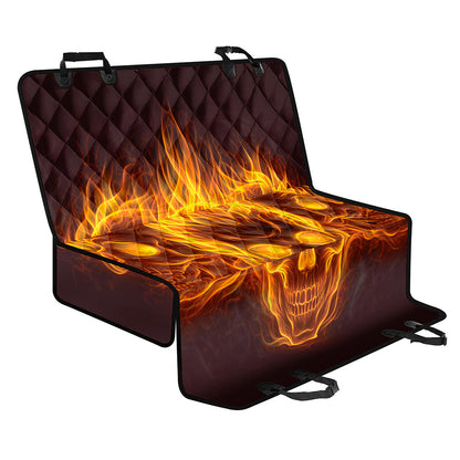 Three Flaming Skull Print Pet Car Back Seat Cover
