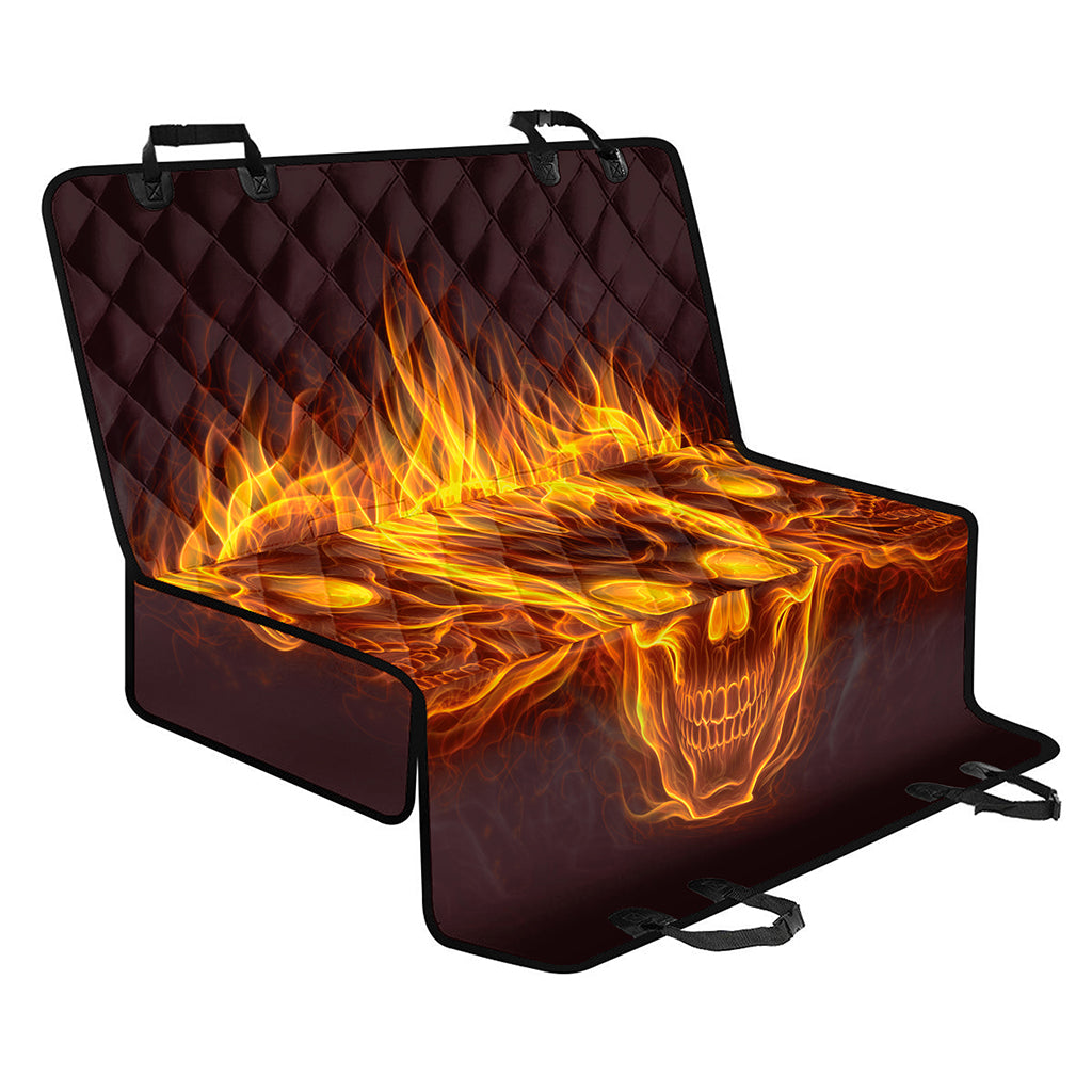 Three Flaming Skull Print Pet Car Back Seat Cover