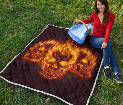Three Flaming Skull Print Quilt