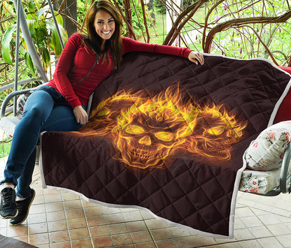 Three Flaming Skull Print Quilt