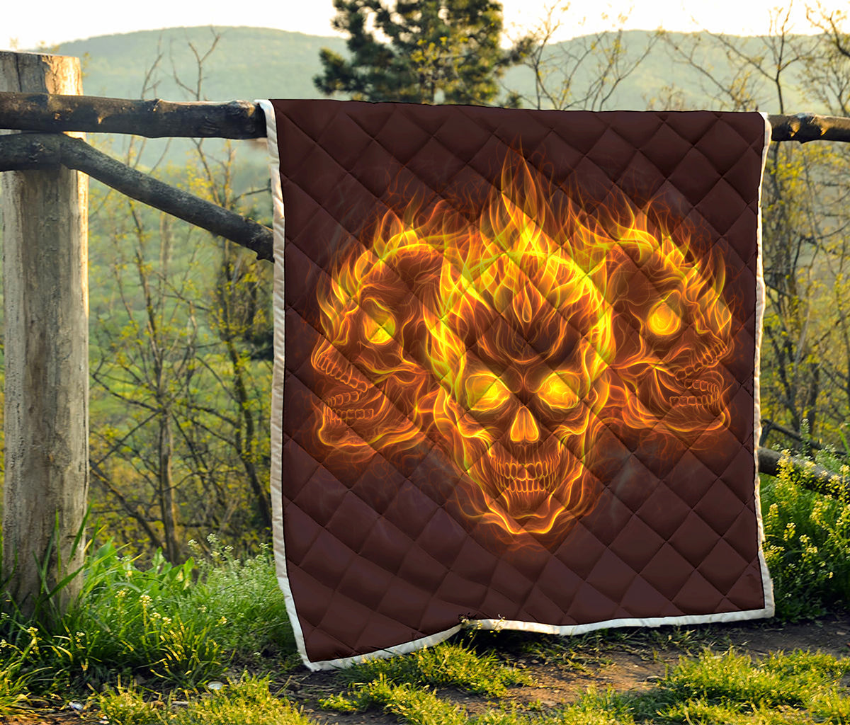 Three Flaming Skull Print Quilt