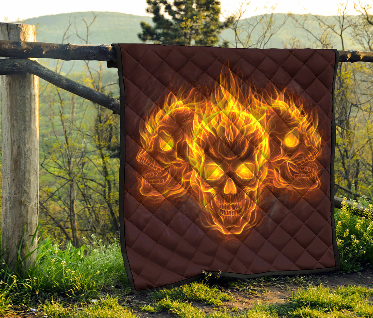 Three Flaming Skull Print Quilt