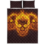 Three Flaming Skull Print Quilt Bed Set