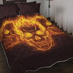 Three Flaming Skull Print Quilt Bed Set