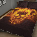 Three Flaming Skull Print Quilt Bed Set