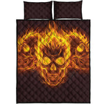 Three Flaming Skull Print Quilt Bed Set