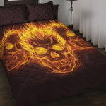 Three Flaming Skull Print Quilt Bed Set
