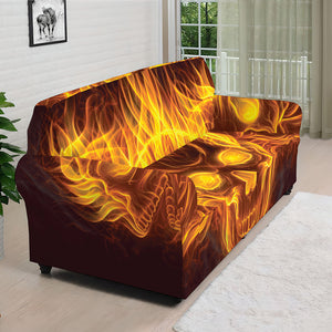 Three Flaming Skull Print Sofa Cover