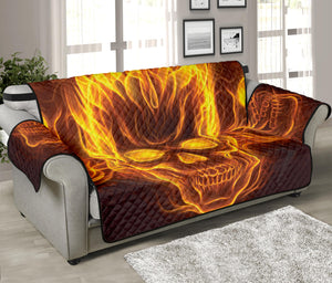 Three Flaming Skull Print Sofa Protector