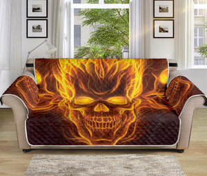 Three Flaming Skull Print Sofa Protector