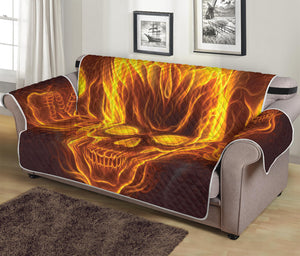 Three Flaming Skull Print Sofa Protector