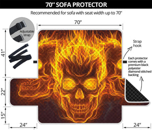 Three Flaming Skull Print Sofa Protector