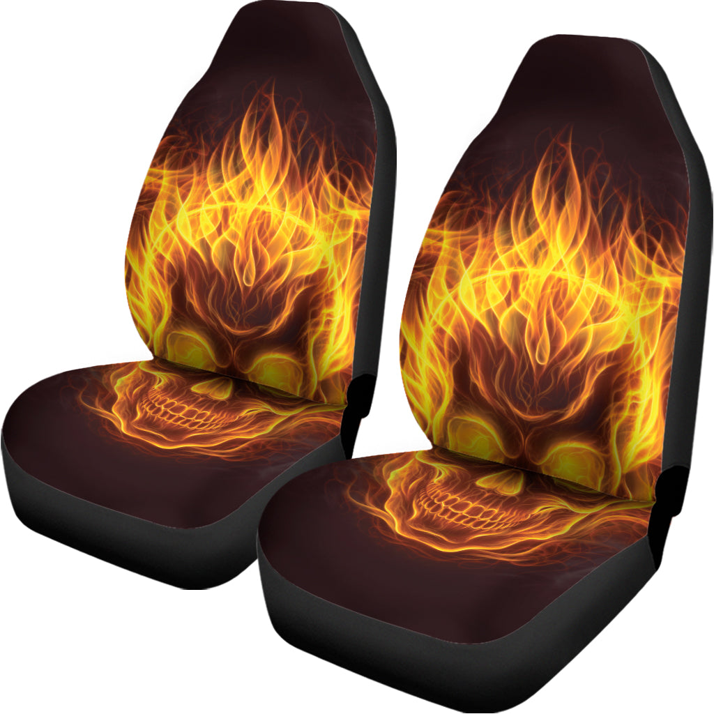 Three Flaming Skull Print Universal Fit Car Seat Covers