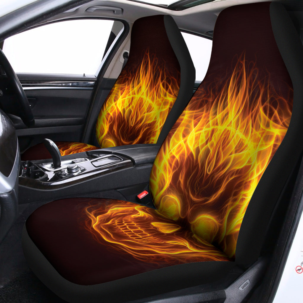 Three Flaming Skull Print Universal Fit Car Seat Covers