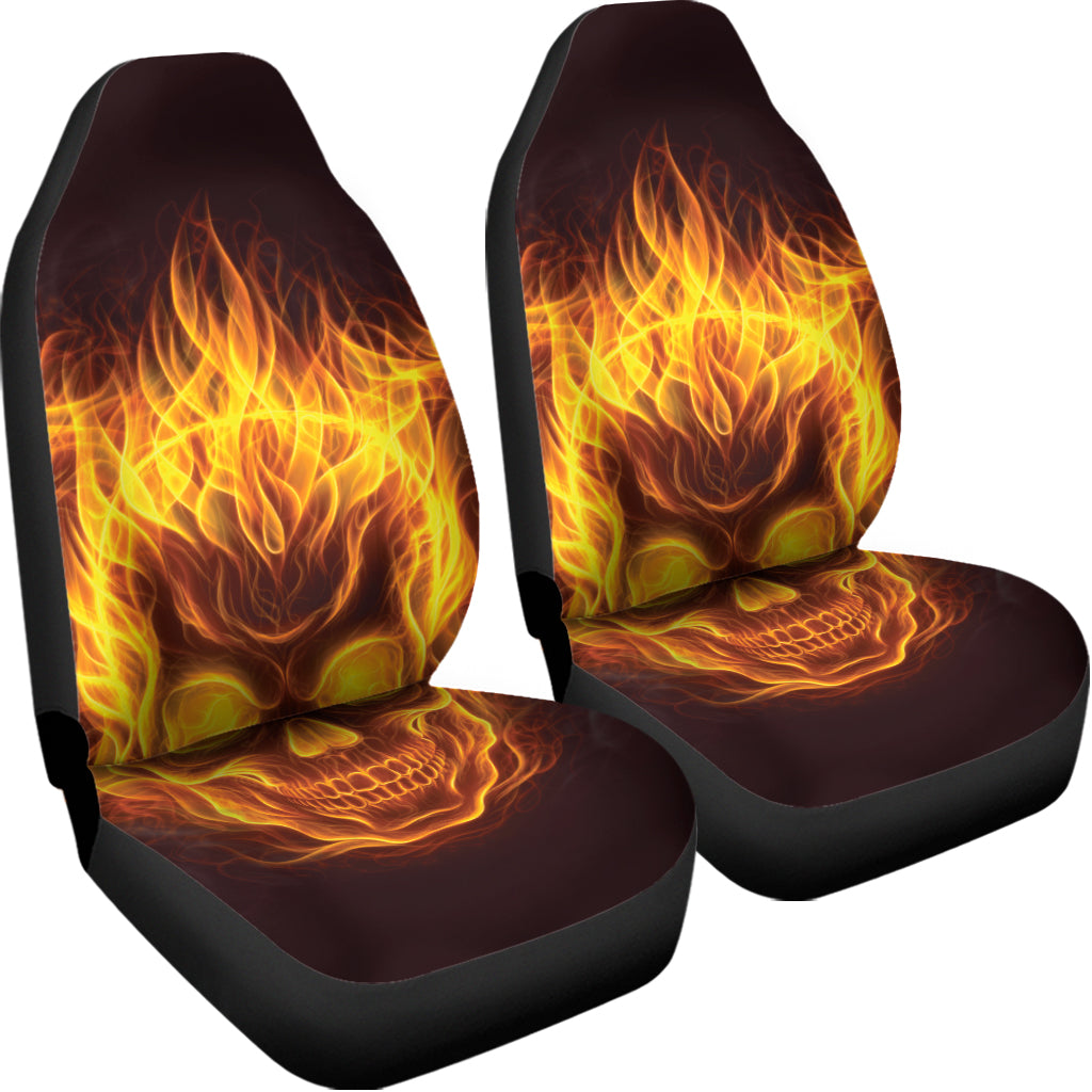 Three Flaming Skull Print Universal Fit Car Seat Covers