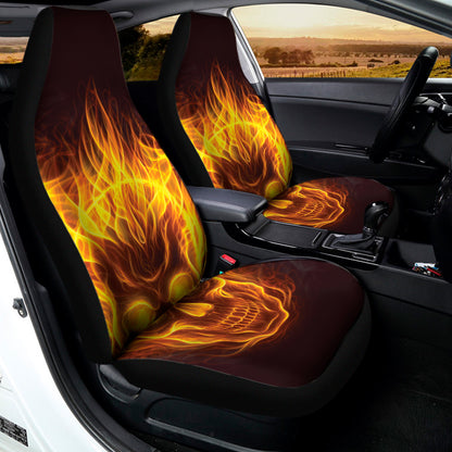 Three Flaming Skull Print Universal Fit Car Seat Covers