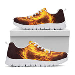 Three Flaming Skull Print White Sneakers
