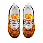 Three Flaming Skull Print White Sneakers