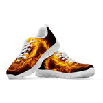 Three Flaming Skull Print White Sneakers