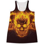 Three Flaming Skull Print Women's Racerback Tank Top