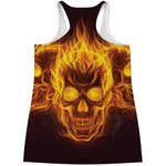 Three Flaming Skull Print Women's Racerback Tank Top