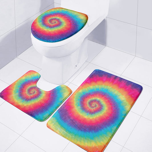 Tie Dye Print 3 Piece Bath Mat Set