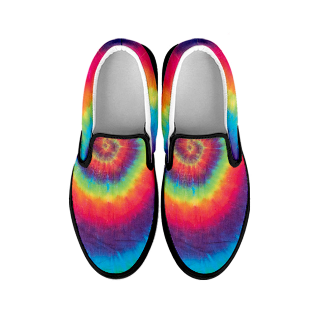 Tie Dye Print Black Slip On Shoes