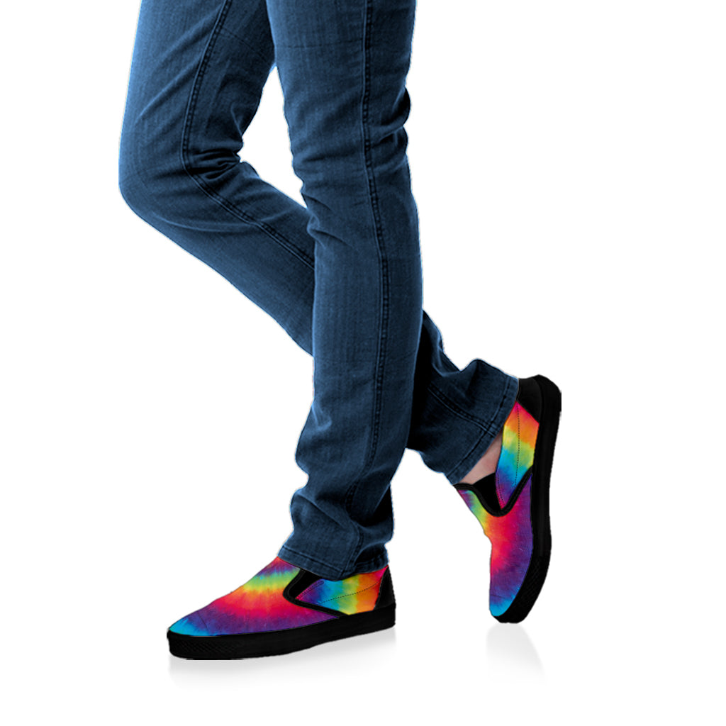 Tie Dye Print Black Slip On Shoes