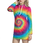 Tie Dye Print Pullover Hoodie Dress