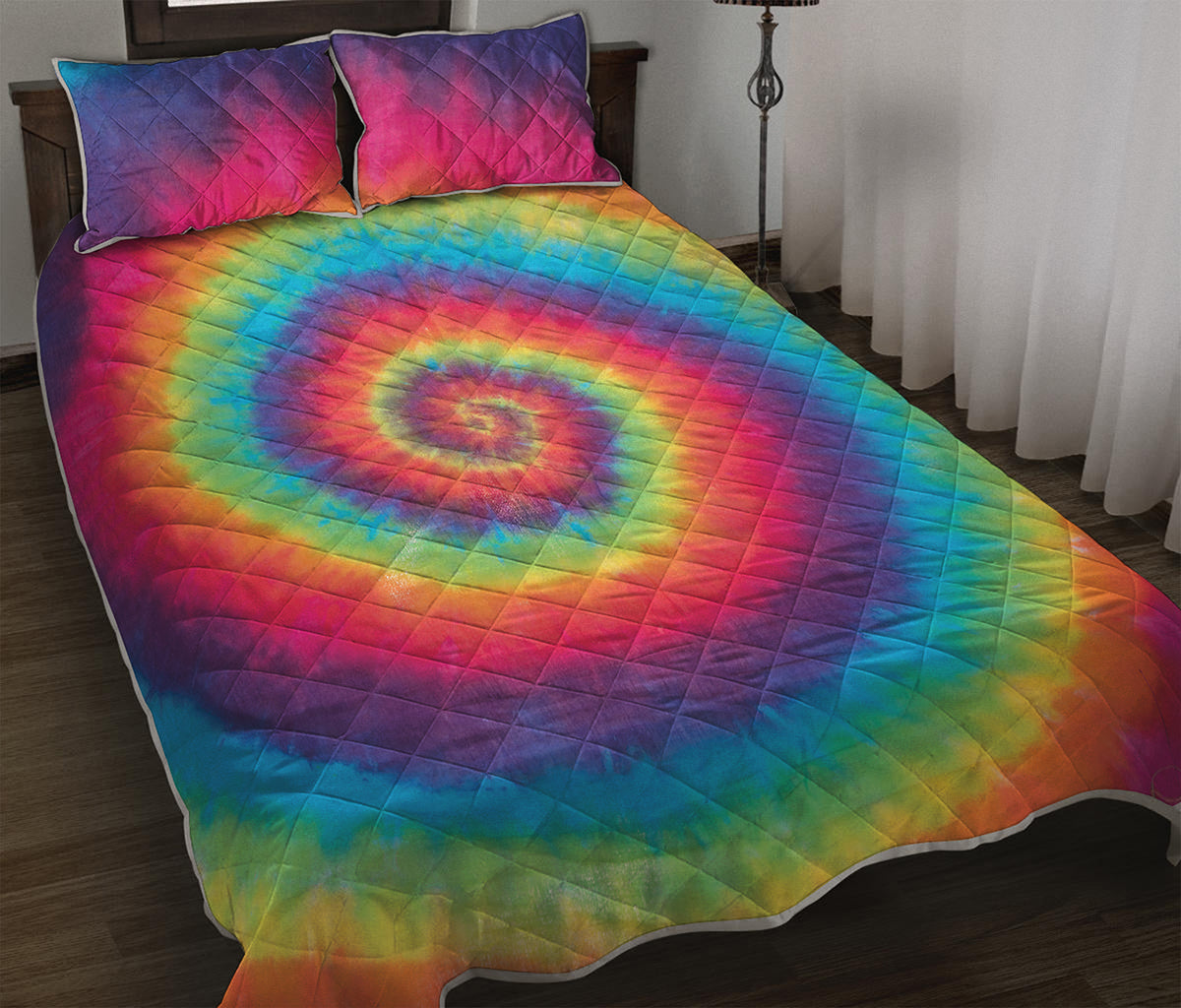 Tie Dye Print Quilt Bed Set