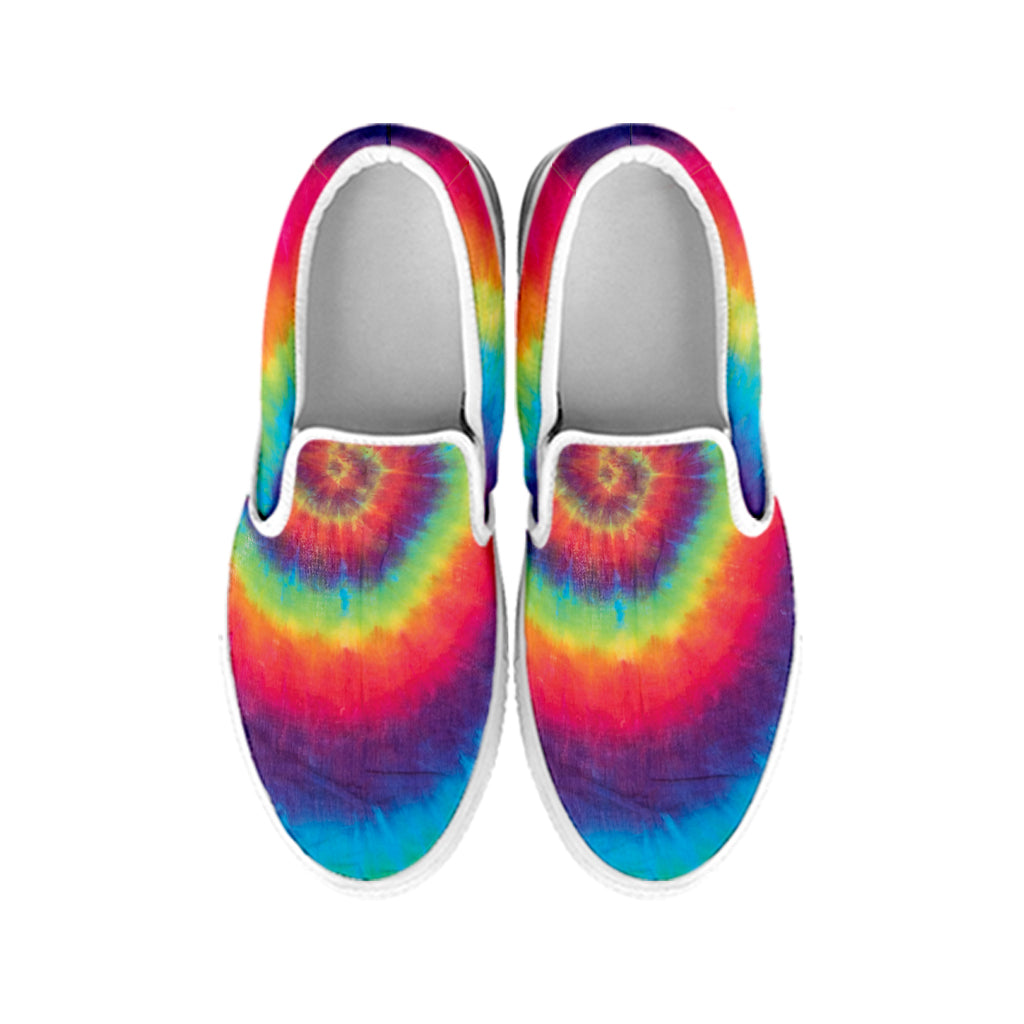 Tie Dye Print White Slip On Shoes