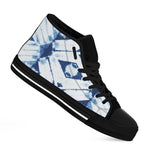 Tie Dye Shibori Pattern Print Black High Top Shoes