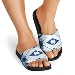 Tie Dye Shibori Pattern Print Black Slide Sandals