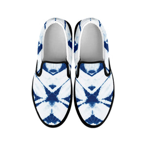 Tie Dye Shibori Pattern Print Black Slip On Shoes