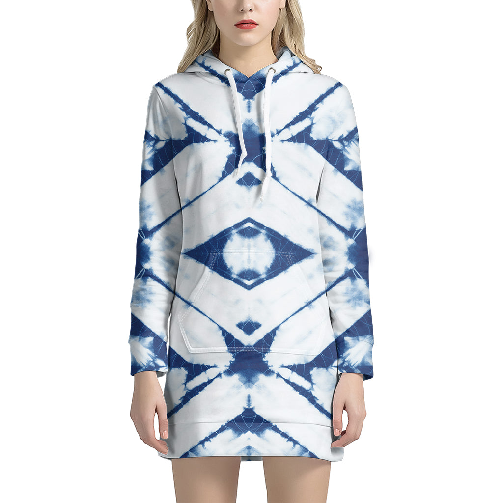 Tie Dye Shibori Pattern Print Hoodie Dress