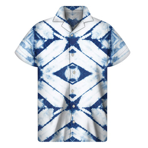 Tie Dye Shibori Pattern Print Men's Short Sleeve Shirt