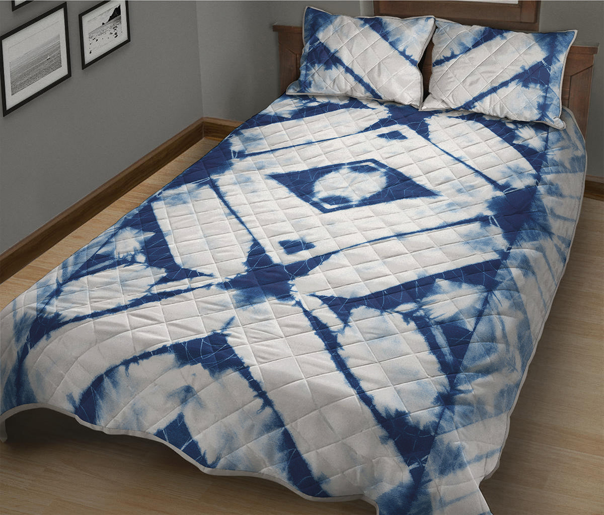 Tie Dye Shibori Pattern Print Quilt Bed Set