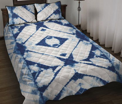 Tie Dye Shibori Pattern Print Quilt Bed Set