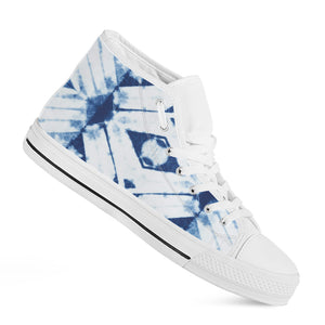 Tie Dye Shibori Pattern Print White High Top Shoes