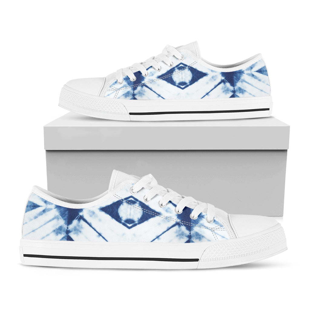 Tie Dye Shibori Pattern Print White Low Top Shoes