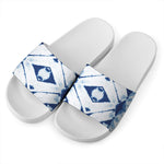 Tie Dye Shibori Pattern Print White Slide Sandals
