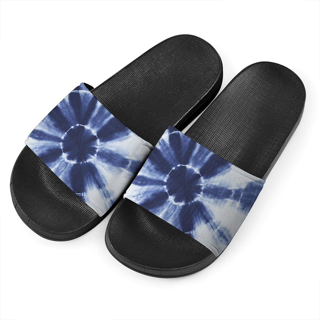 Tie Dye Shibori Print Black Slide Sandals