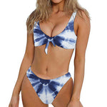 Tie Dye Shibori Print Front Bow Tie Bikini