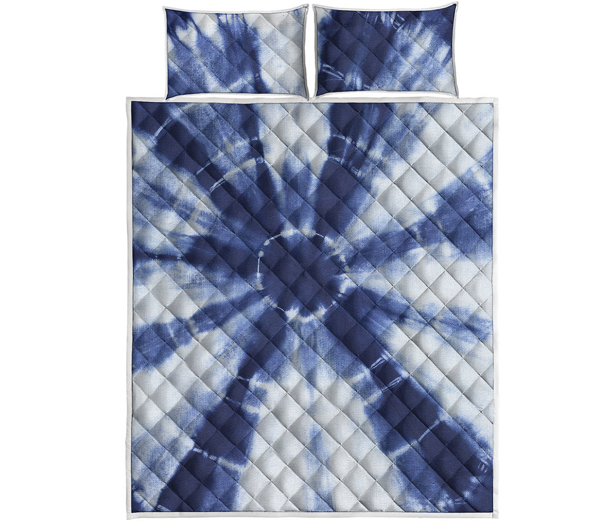 Tie Dye Shibori Print Quilt Bed Set