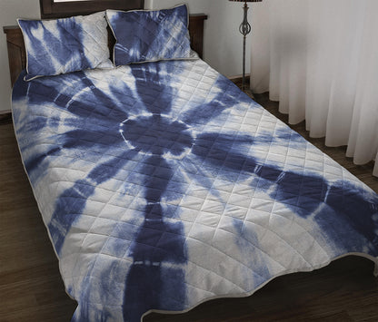 Tie Dye Shibori Print Quilt Bed Set