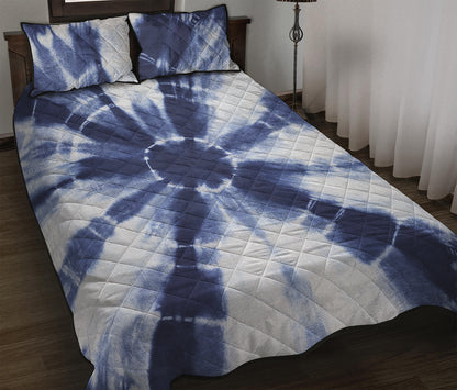 Tie Dye Shibori Print Quilt Bed Set