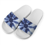 Tie Dye Shibori Print White Slide Sandals