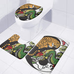 Tiger And Dragon Yin Yang Print 3 Piece Bath Mat Set